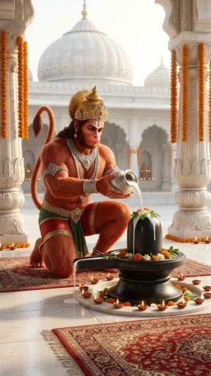 Hanuman Ji Shivling Abhishek Temple 4K Wallpaper