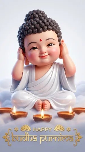 Happy Buddha Purnima Cute Baby Buddha 4K Wallpaper