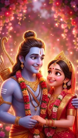 Romantic Ram Sita Divine Love HD Artwork