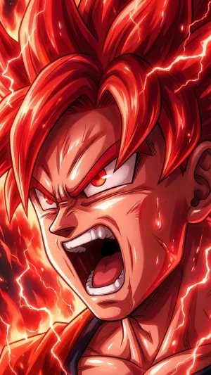 Fierce Goku Red Aura Power Up HD Wallpaper