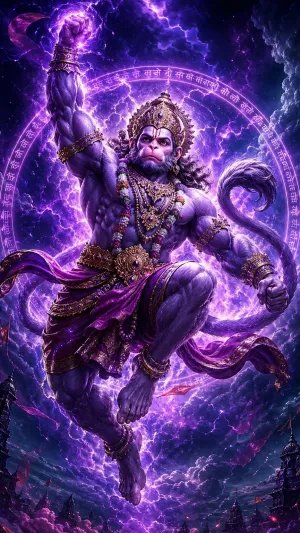 Divine Hanuman Purple Energy Power HD Wallpaper