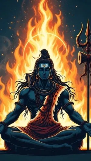Lord Shiva Fire Meditation Powerful Mahadev Art HD