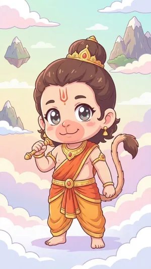 Chibi Hanuman Cute Cartoon HD Background