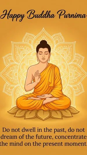 Happy Buddha Purnima Quote Wallpaper Calm Spiritual Art