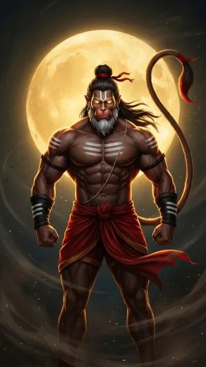 Powerful Hanuman Full Moon Aura HD Wallpaper