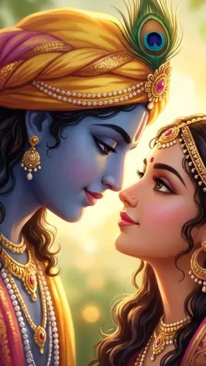 Romantic Radha Krishna Divine Love Wallpaper