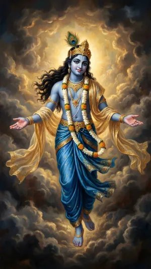 Divine Krishna Blessing HD Spiritual Wallpaper