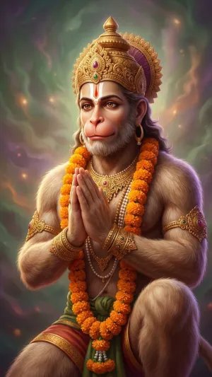 Divine Hanuman Ji Prayer Pose HD Wallpaper