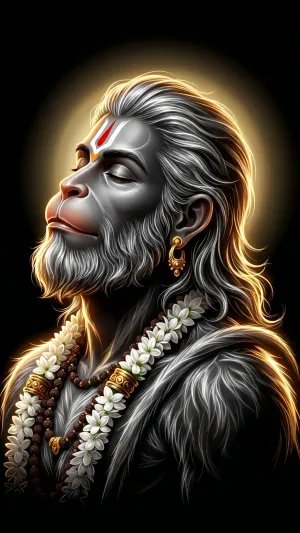 Glowing Hanuman Ji Portrait HD Spiritual Wallpaper