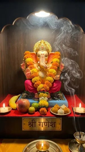 Shri Ganesh Ji Puja HD Devotional Wallpaper