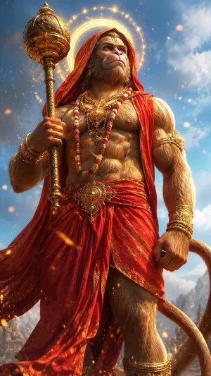 Majestic Lord Hanuman Warrior HD Wallpaper