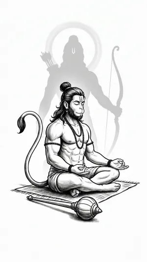 Meditating Lord Hanuman Minimal HD Wallpaper