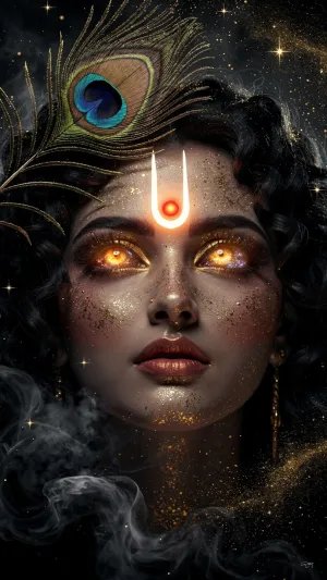 Cosmic Krishna Eyes Aesthetic HD Wallpaper