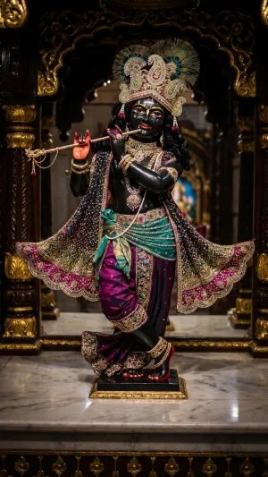 Black Krishna Idol Temple HD Wallpaper