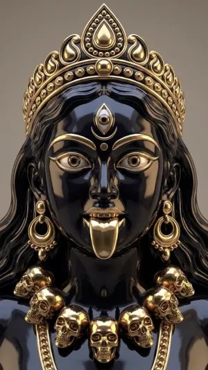 Dark Goddess Kali Golden Crown HD Wallpaper