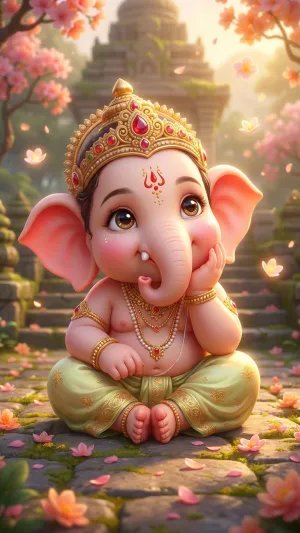 Cute Baby Ganesha Cartoon HD Wallpaper