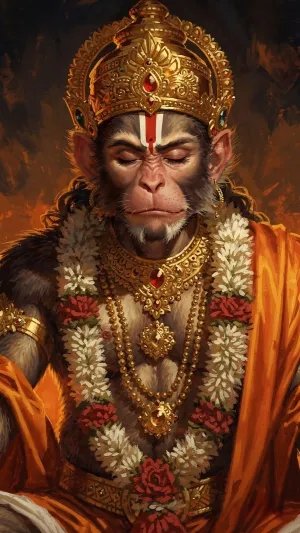 Royal Hanuman Ji Devotional Painting Wallpaper
