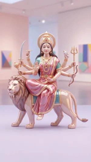 Elegant Maa Durga Statue Aesthetic Wallpaper