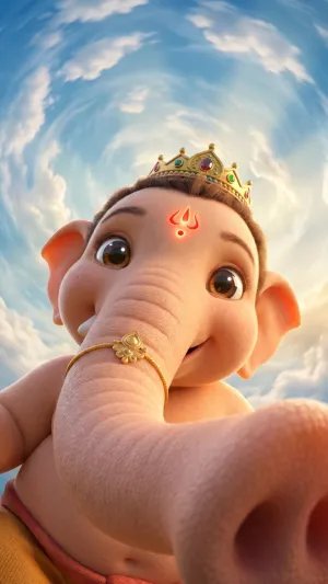 Cute Baby Ganesha Selfie HD Wallpaper