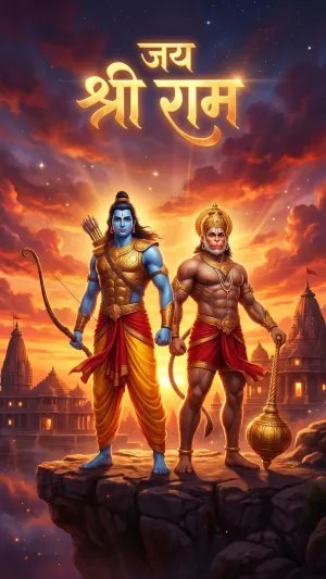 Jai Shri Ram and Hanuman HD Wallpaper