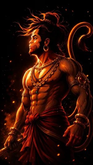 Fiery Hanuman Warrior HD Wallpaper for Strength 4K Wallpaper for iPhone & Android