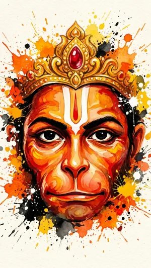 Artistic Hanuman Face Watercolor HD Wallpaper 4K Wallpaper for iPhone & Android
