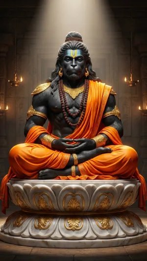 Meditating Hanuman Divine Strength HD Wallpaper 4K Wallpaper for iPhone & Android