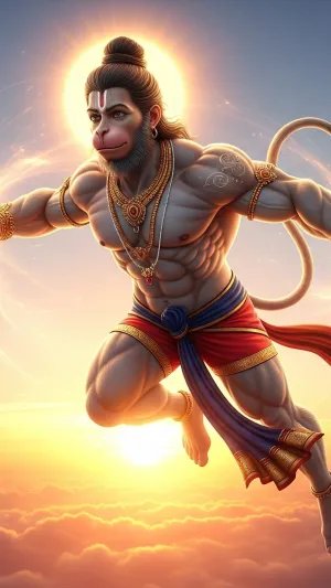 Flying Hanuman Divine Power HD Wallpaper 4K Wallpaper for iPhone & Android