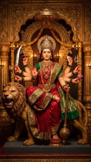 Maa Durga Divine Temple HD Wallpaper 4K Wallpaper for iPhone & Android