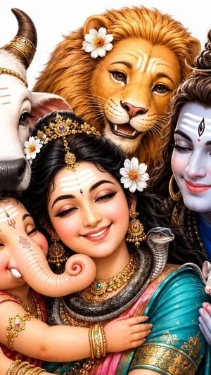 Shiv Parivar Divine Blessings HD Wallpaper 4K Wallpaper for iPhone & Android
