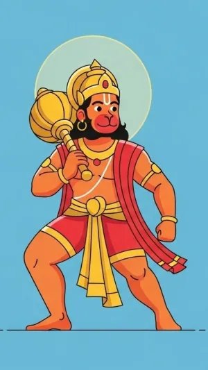 Minimalist Hanuman Warrior Vector Illustration 4K Wallpaper for iPhone & Android