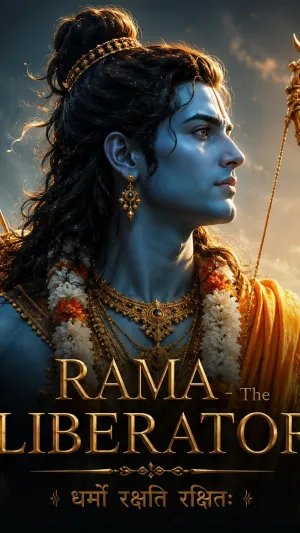 Lord Rama The Liberator – Divine Warrior Portrait with Dharma Quote