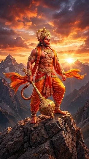 Hanuman at Dawn – Guardian of the Celestial Peaks