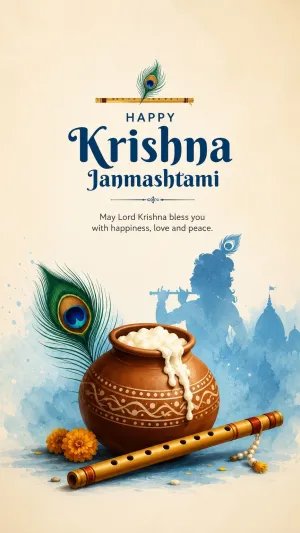 Happy Krishna Janmashtami Blessings HD Wallpaper