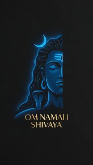 Om Namah Shivaya Neon Wallpaper – Minimalist Lord Shiva Divine Glow