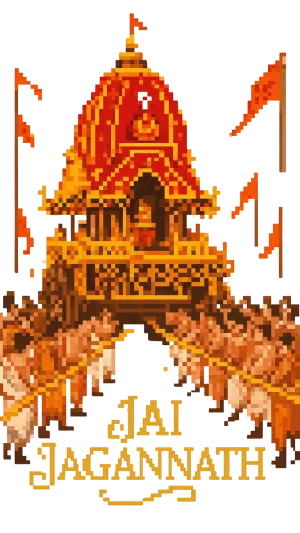 Jai Jagannath Rath Yatra Pixel Art Wallpaper