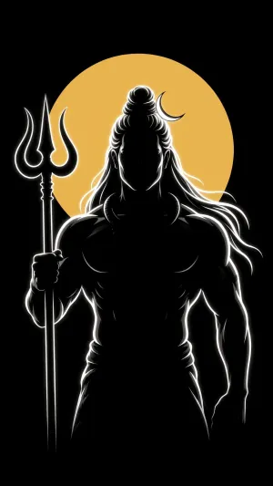 Minimal Black & Gold Mahadev Moon Art