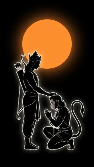 Lord Rama Blessing Hanuman – Minimalist Divine Devotion Silhouette