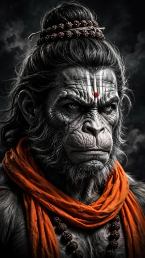 Powerful Lord Hanuman Portrait – Fierce Devotion & Unshakable Strength