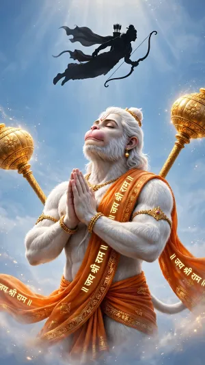 Lord Hanuman Divine Prayer HD 4K Wallpaper – Jai Shri Ram