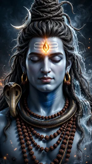 Lord Shiva Mahadev HD 4K Wallpaper | Third Eye, Trishul & Serpent