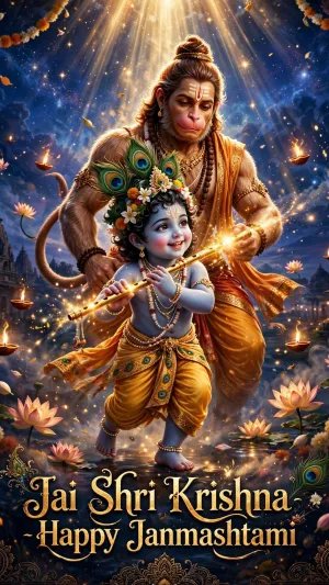 Divine Friendship of Hanuman and Bal Krishna at Janmashtami