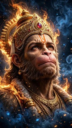 Celestial Fire Guardian: The Majestic Face of Hanuman