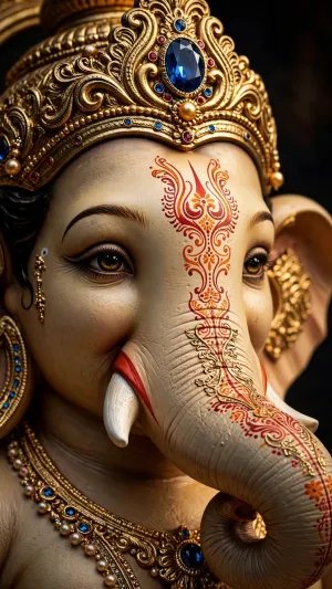 Divine Ganesha – Royal Golden Portrait of Wisdom