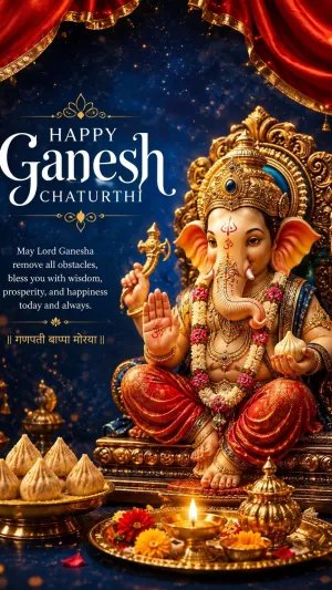 Happy Ganesh Chaturthi – Divine Lord Ganesha Blessings Wallpaper