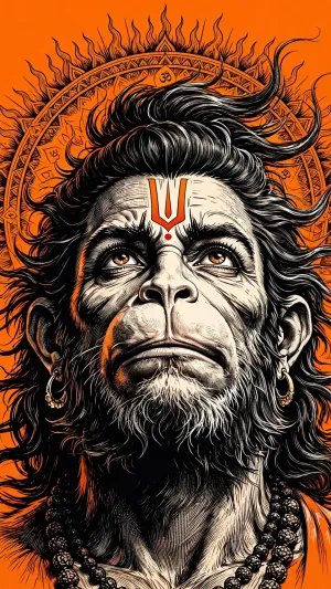 Majestic Hanuman in Sacred Ink and Saffron