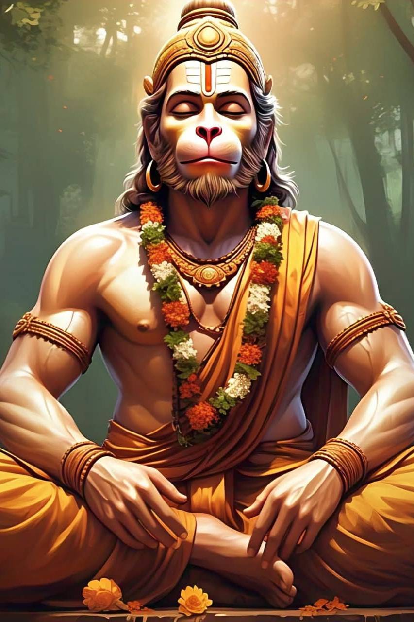 Hanuman in divine meditation – a symbol of self power and devotion