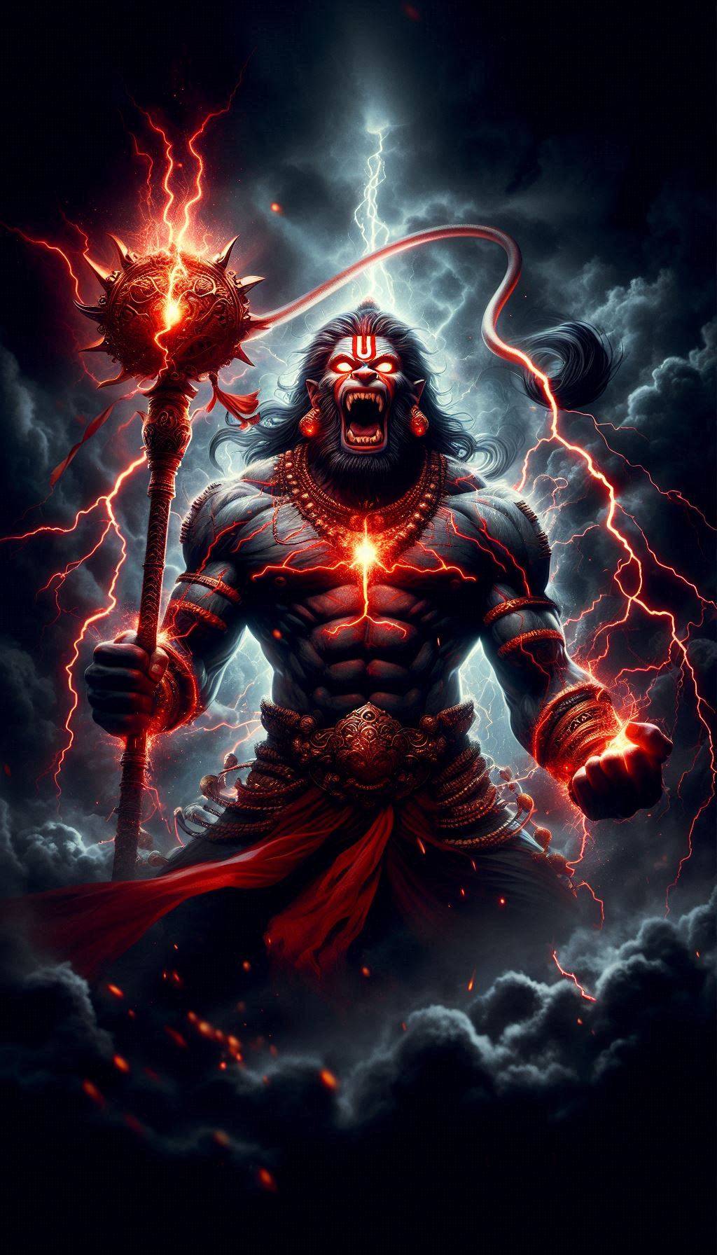 Fierce Angry Hanuman HD Wallpaper ⚡