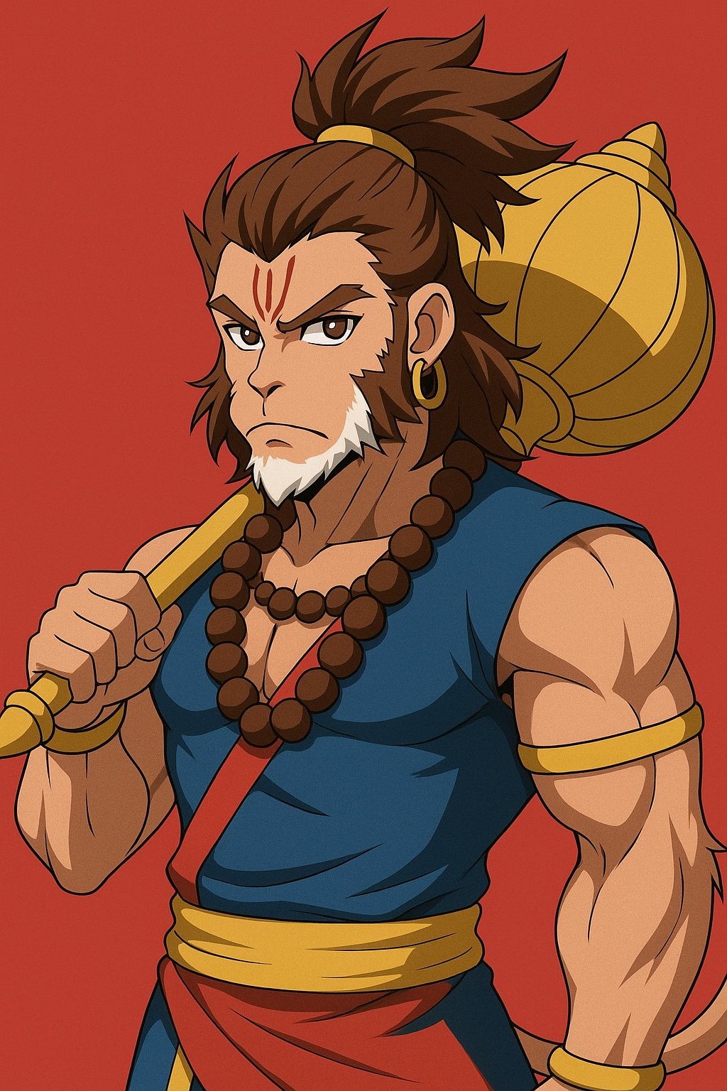 Anime Style Lord Hanuman with Gada
