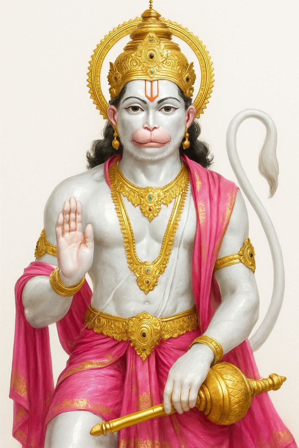 Peaceful Lord Hanuman in Blessing Pose